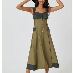 Anthropologie Colorblocked Utility Button Down Dress Midi Dress Size 10
